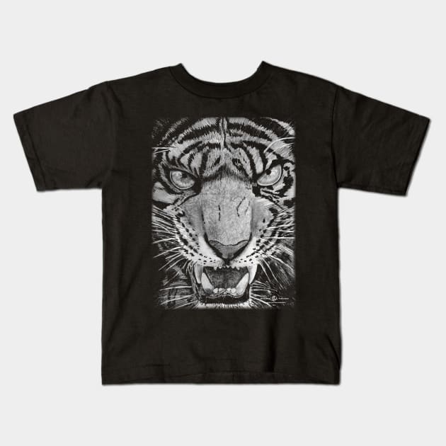 Fierce Tiger Kids T-Shirt by MartinWard